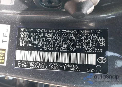 2022 Toyota Prius Xle Awd-E z USA, uszkodzony, nr VIN JTDL9MFU7N3034205